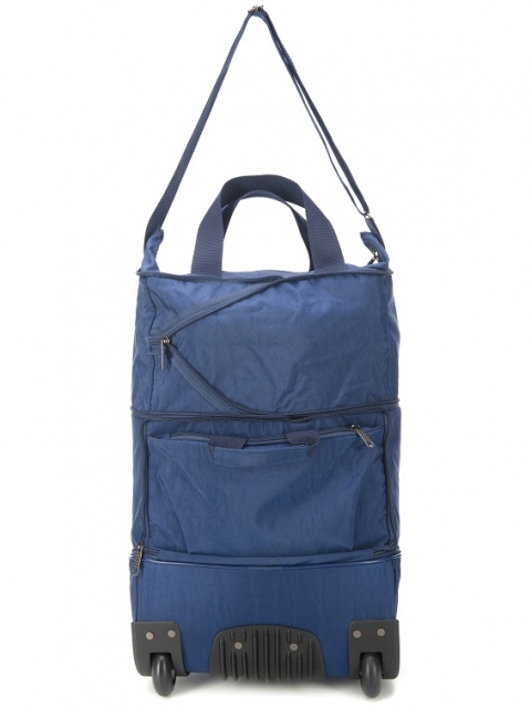Дорожная сумка на колесах синяя 40x17x34 на колесиках ткань