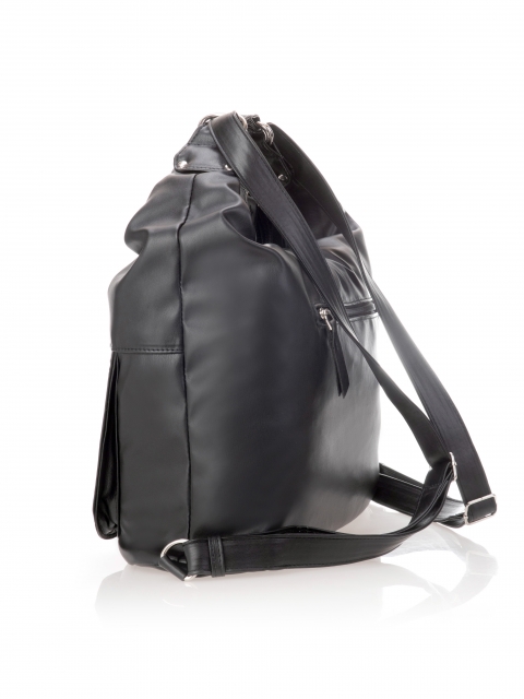 Сумка-рюкзак на молнии черная искусственная кожа