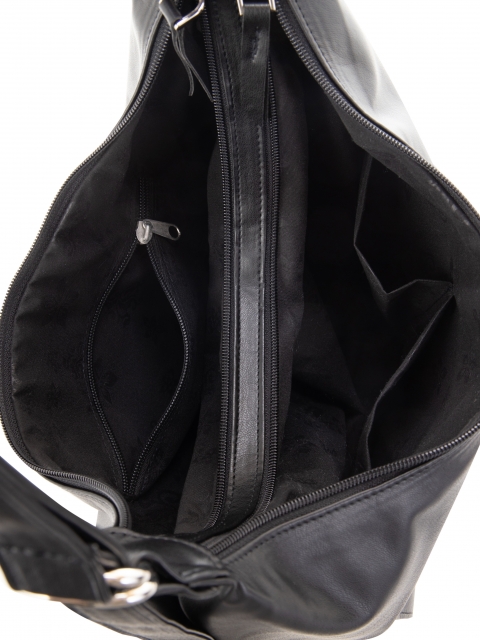 Сумка-рюкзак на молнии черная искусственная кожа