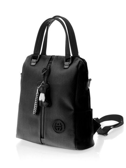 Сумка-рюкзак черная 26x8x23 ткань/кожа