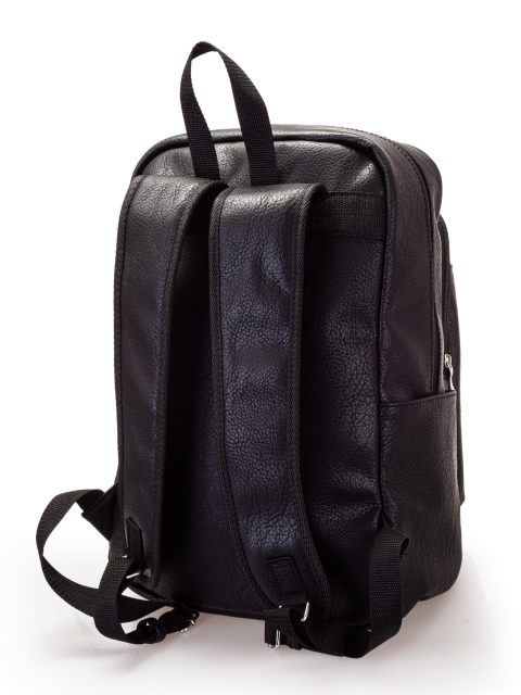 Рюкзак черный с накладным карманом искусственная кожа
