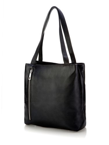 Женская черная сумка из натуральной кожи 31х12х36