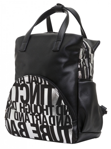 Рюкзак черный с цветными вставками искусственная кожа