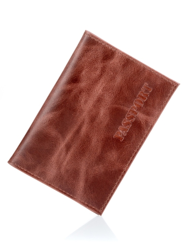 Обложка для паспорта коричневая 13.5x9.5 натуральная кожа