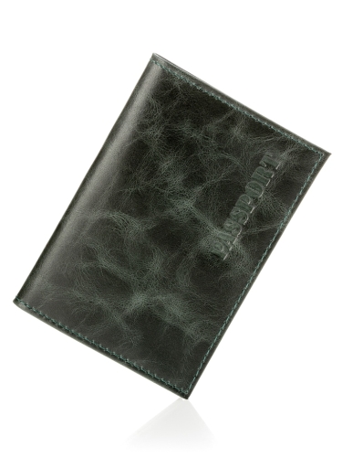 Обложка для паспорта темно-зелёная 13.5x9.5 натуральная кожа