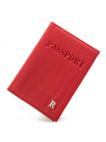 Обложка для паспорта цвет красный 14.5x10 натуральная кожа