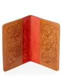 Обложка для паспорта красная 15х0.5х10 натуральная кожа - вид товара 2