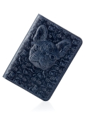 Обложка для паспорта темно-синяя 13.5x9.5 натуральная кожа - вид товара 1