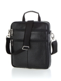 Мужская сумка черная 22.5x6x24.5 натуральная кожа - вид товара 1